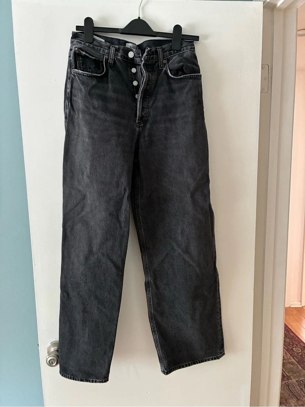 Agolde Black High-Rise Wide Leg Jeans - Picture 4 of 8